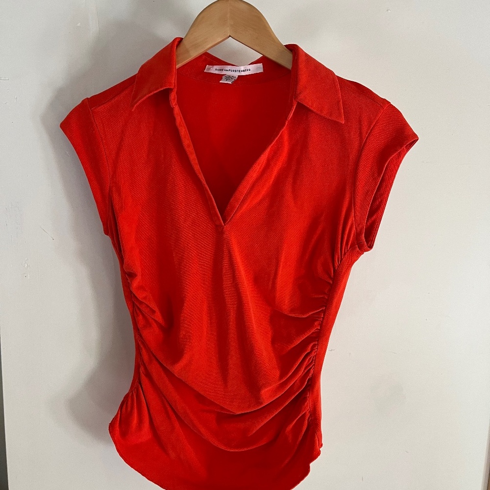 Zesty Red Sleeveless Blouse
